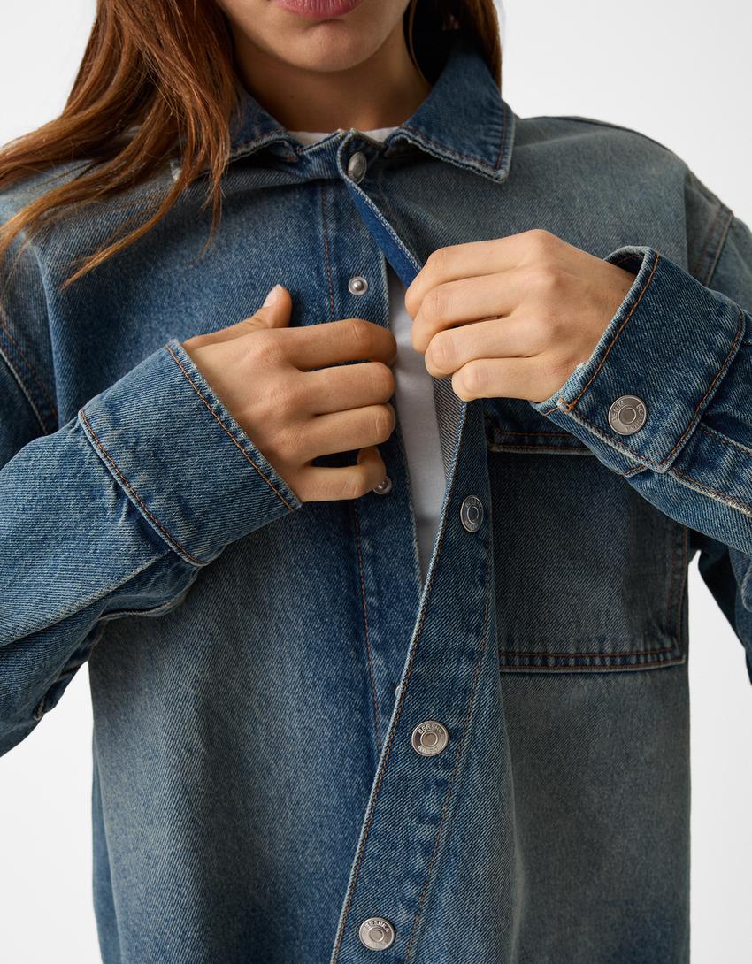 Camisa denim cropped-Azul lavado-6