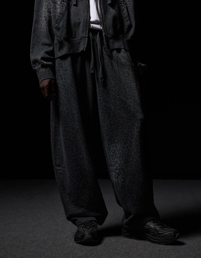 Balloon animal print trousers-Grey