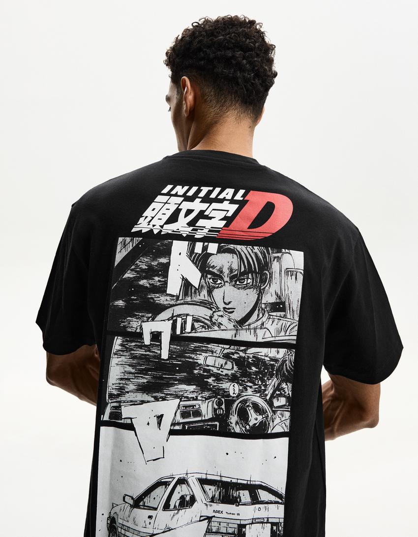 Initial D print short sleeve T-shirt T-shirts Men Bershka