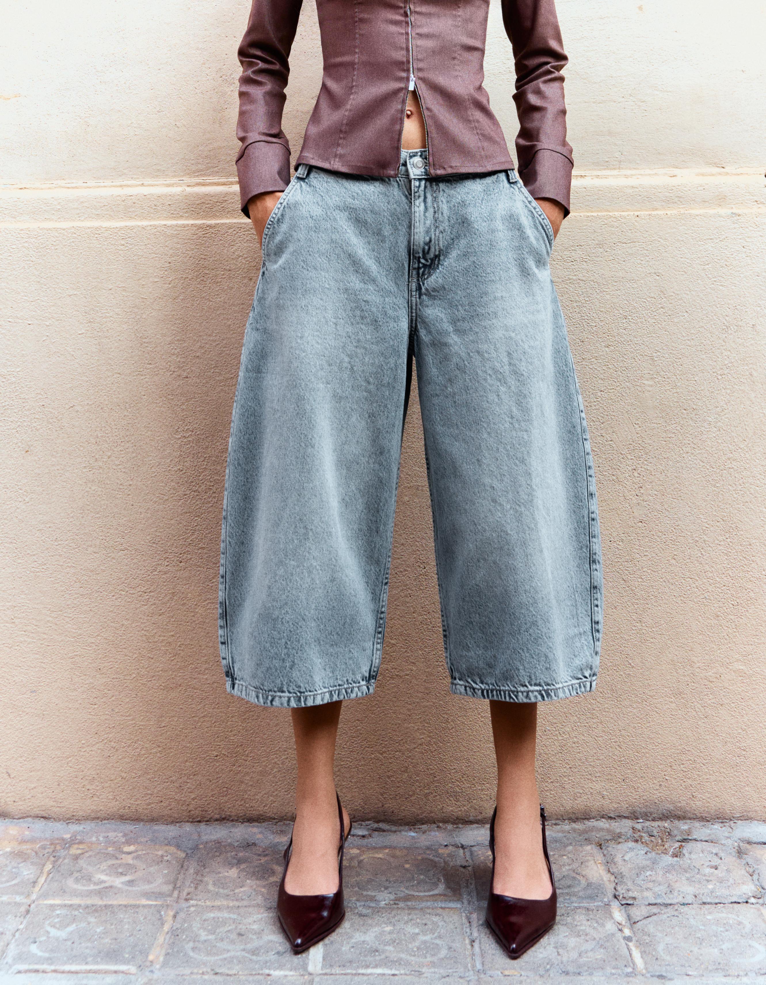 Slouchy denim Bermuda shorts — Light blue