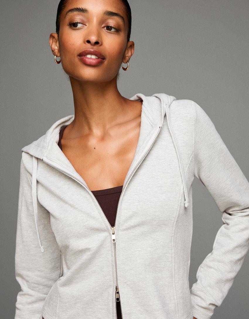 Zip-up hoodie-Grey-2