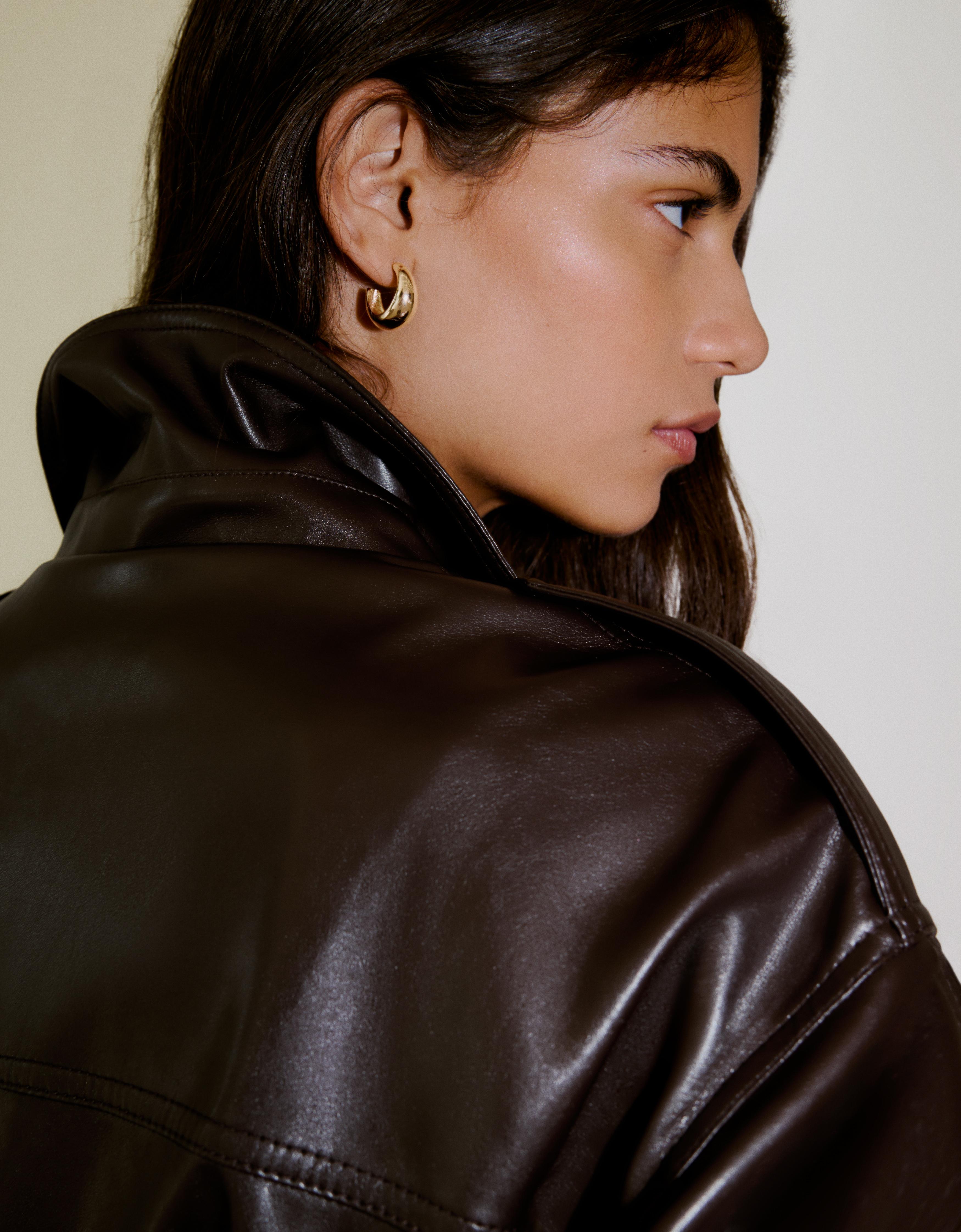 Bershka Pack Pendientes Aros Combinados Mujer Oro