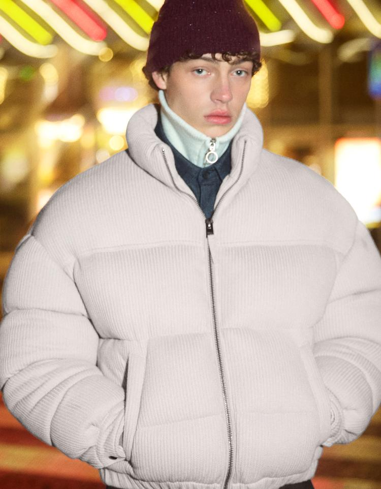 Blusão puffy tricô