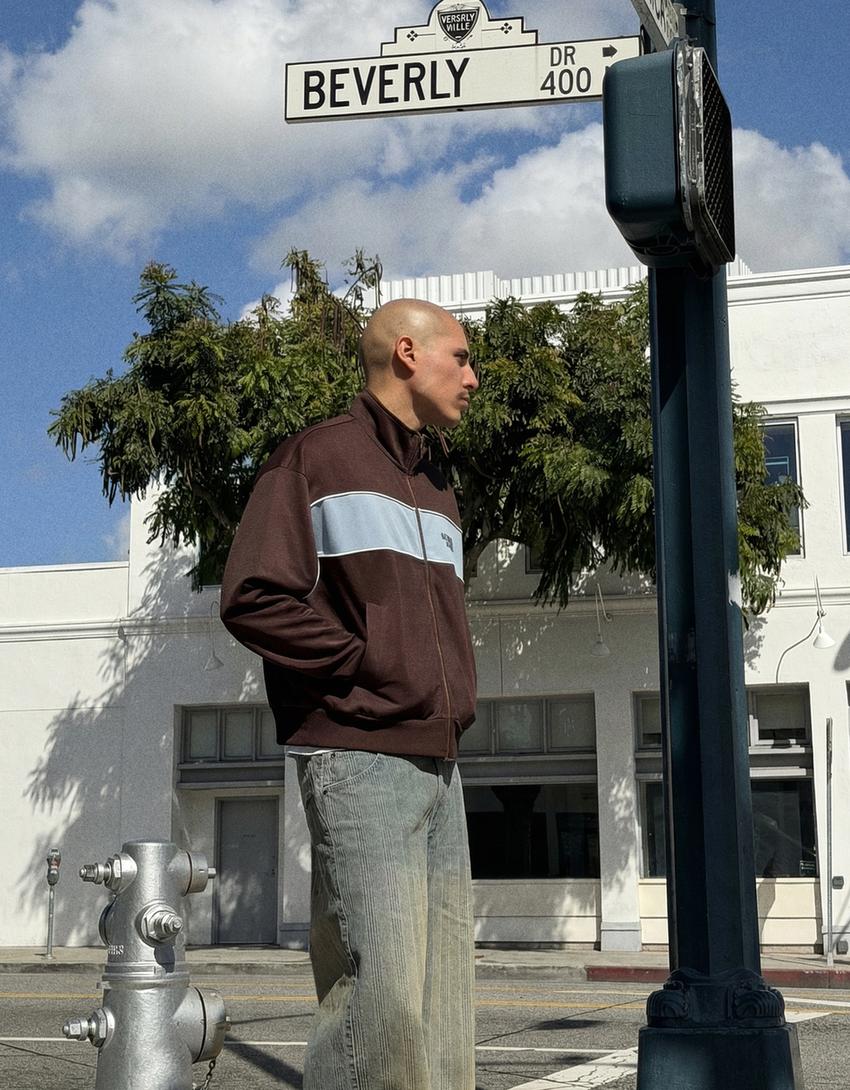 Technical print jacket-Brown