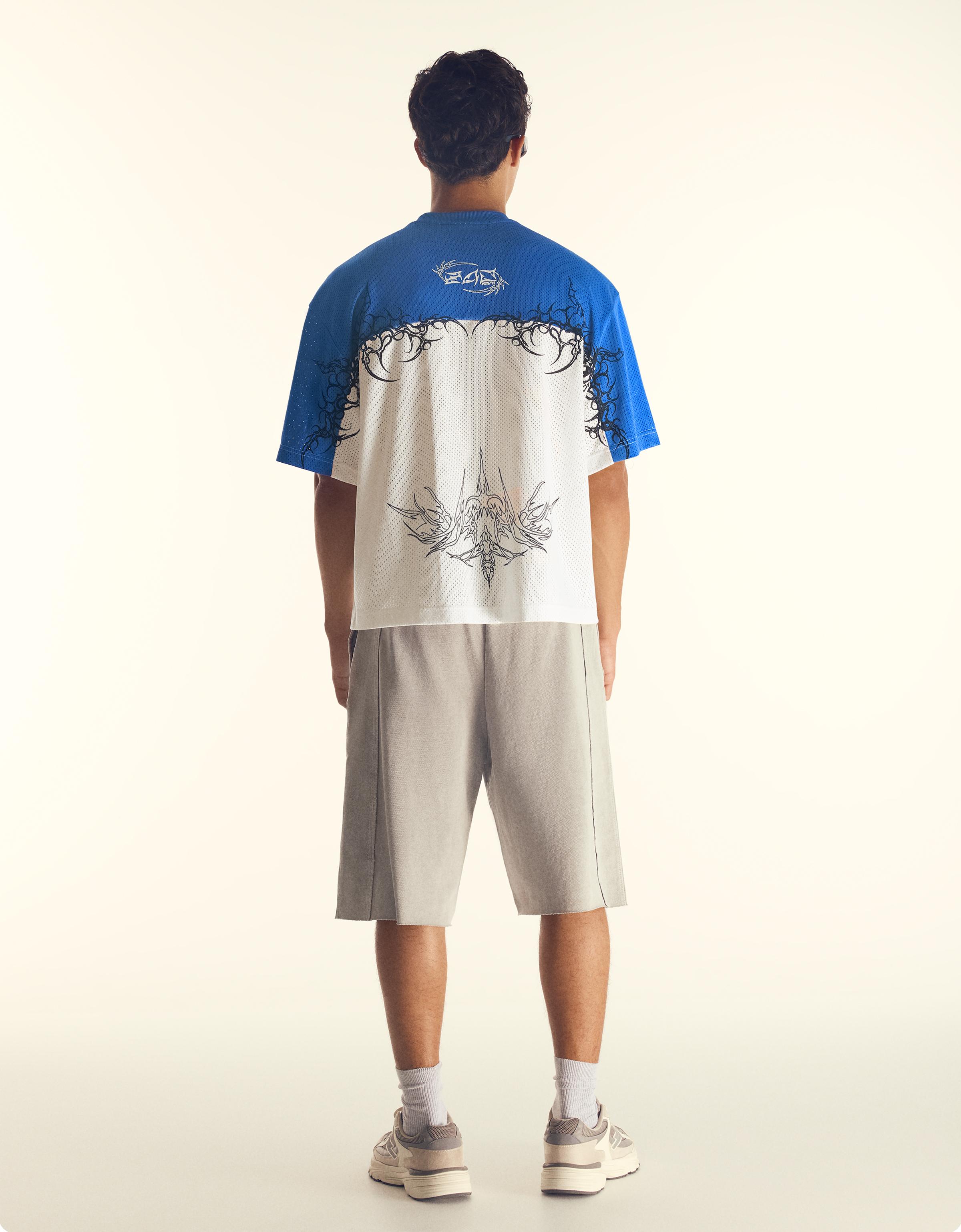 ADRIÁN MILLS short sleeve mesh T-shirt — Blue