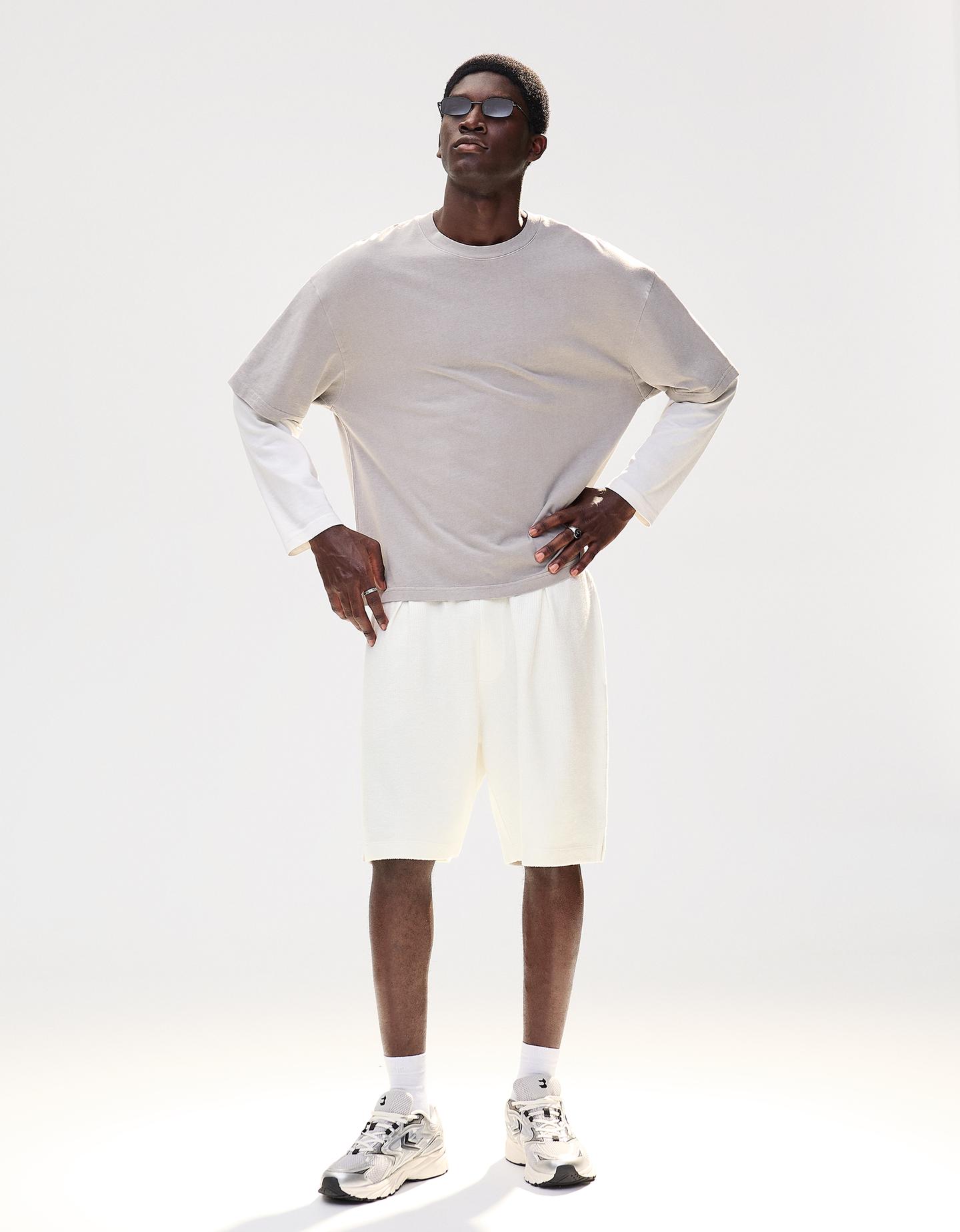 Bershka Bermuda Felpa Testurizzata Uomo L Bianco Roto