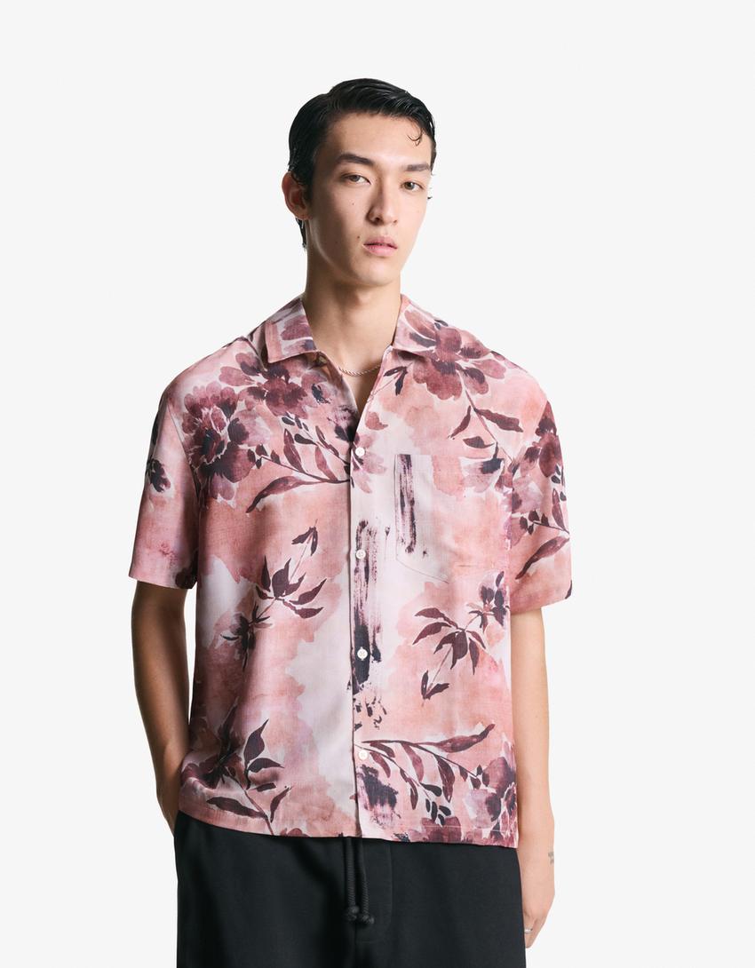Camisa manga corta print-Rosa-0