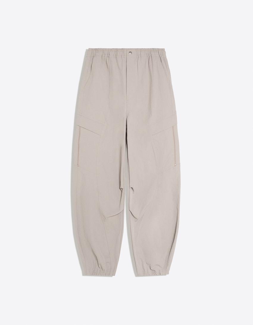 Teknik kargo straight fit pantolon-Gri