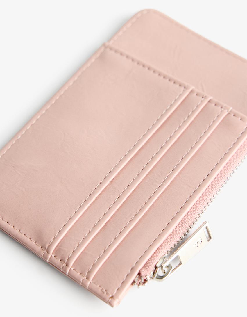 Porte-cartes effet verni-Rose