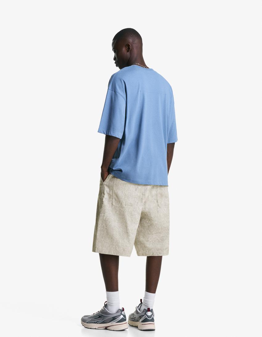 Bermuda met print-Grijs