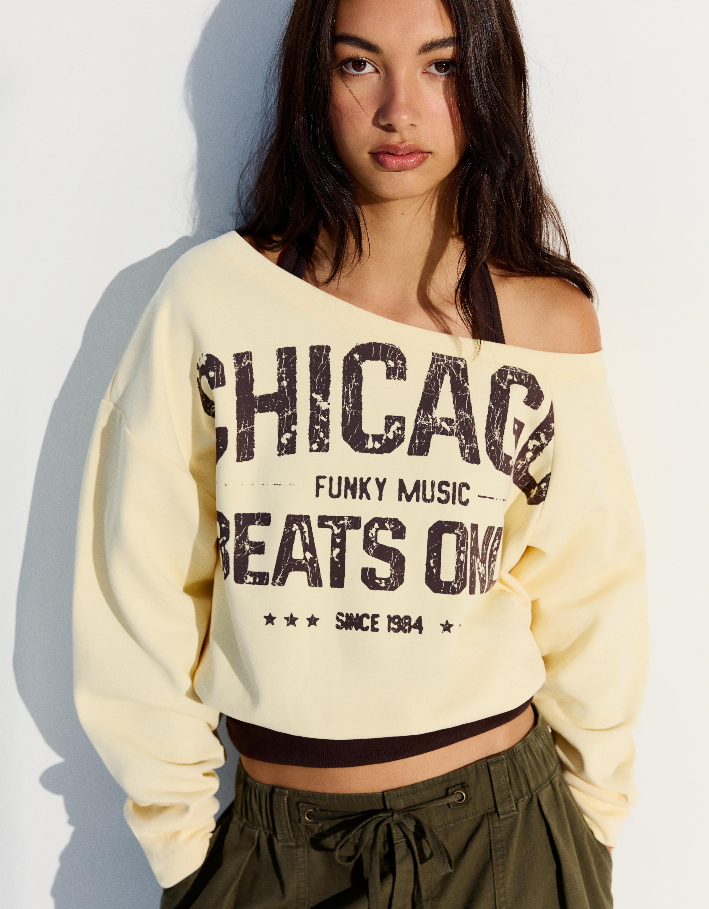 Double asymmetric neck sweatshirt — Yellow