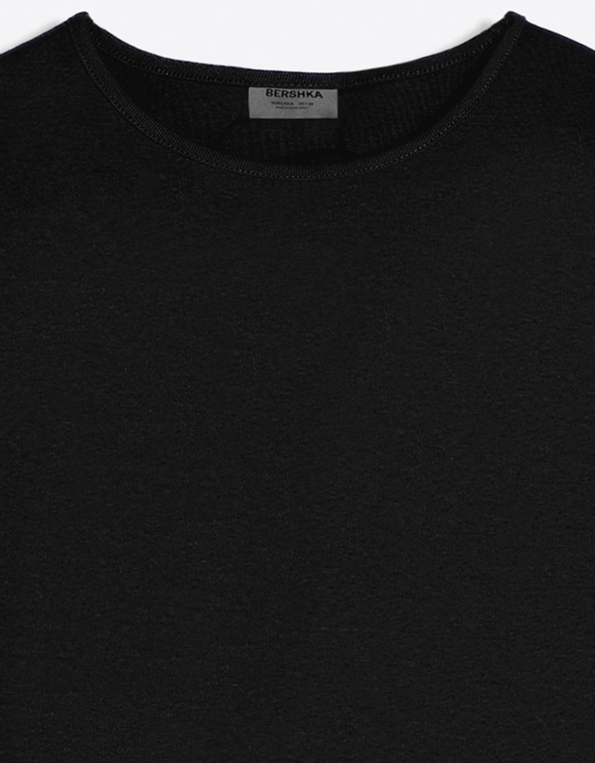 Round neck long-sleeve T-shirt — Black