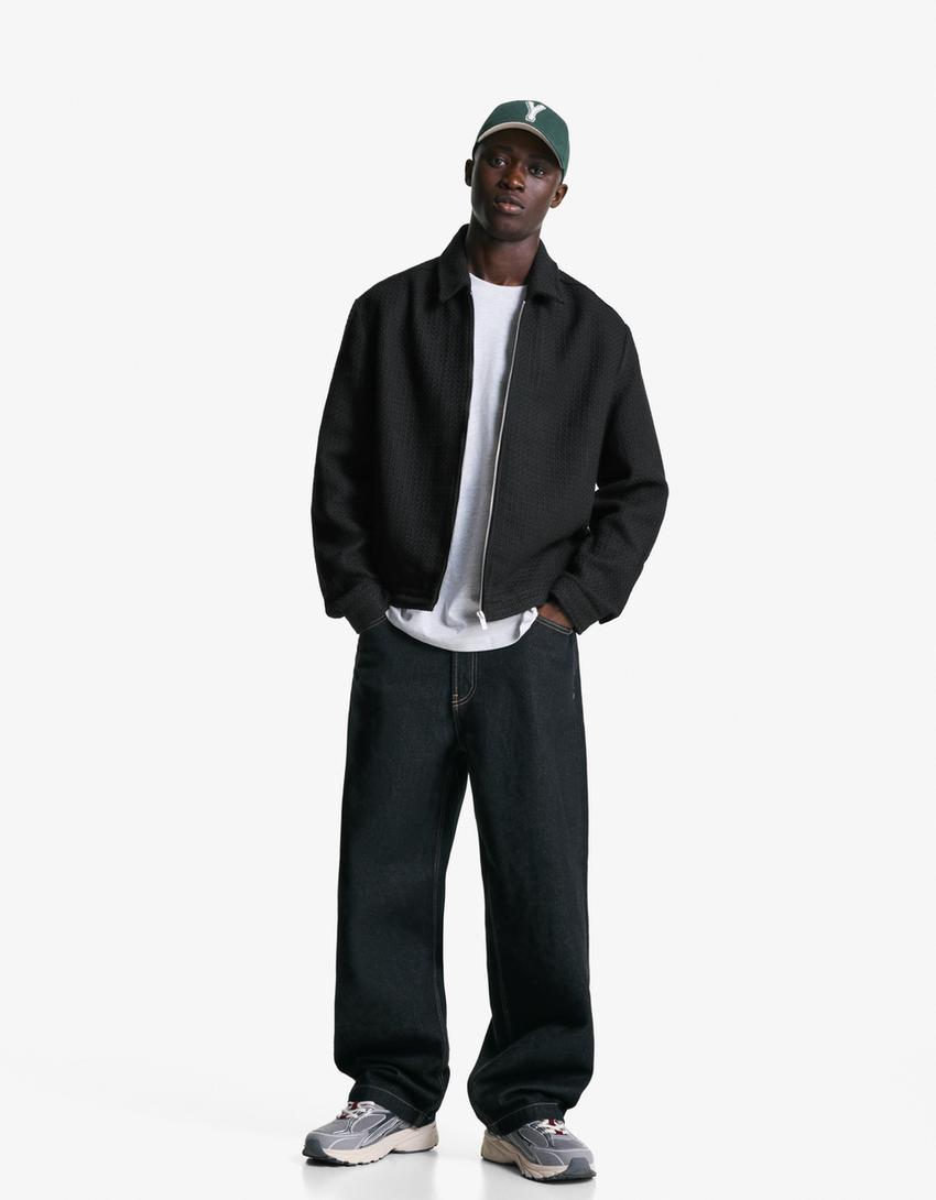 Rustic boxy fit jacket-Black