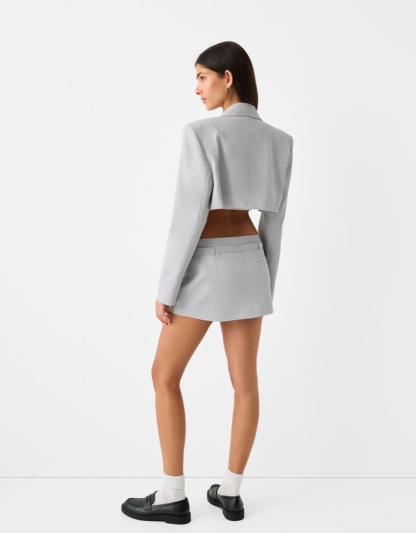 Cropped blazer-Grey-1