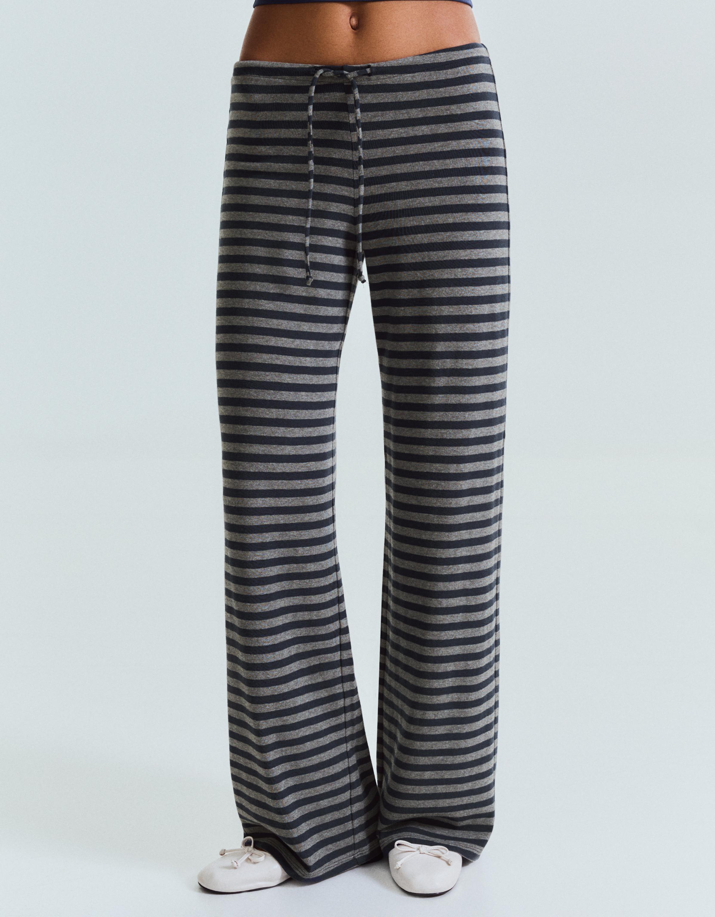 Straight leg stripe print trousers — Dark grey