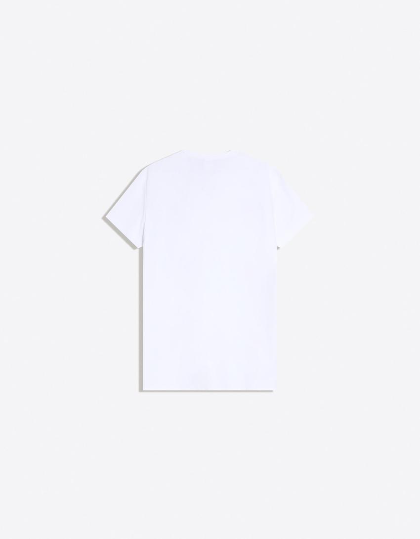 T-shirt manches courtes retroussées-Blanc