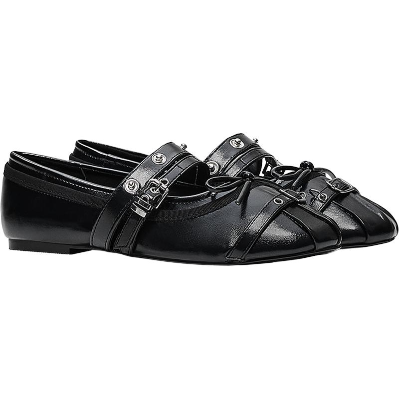 Studded ballet flats — BLACK