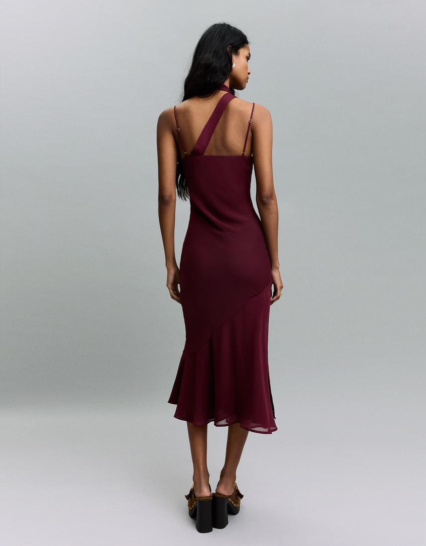 Mini scarf dress-Maroon
