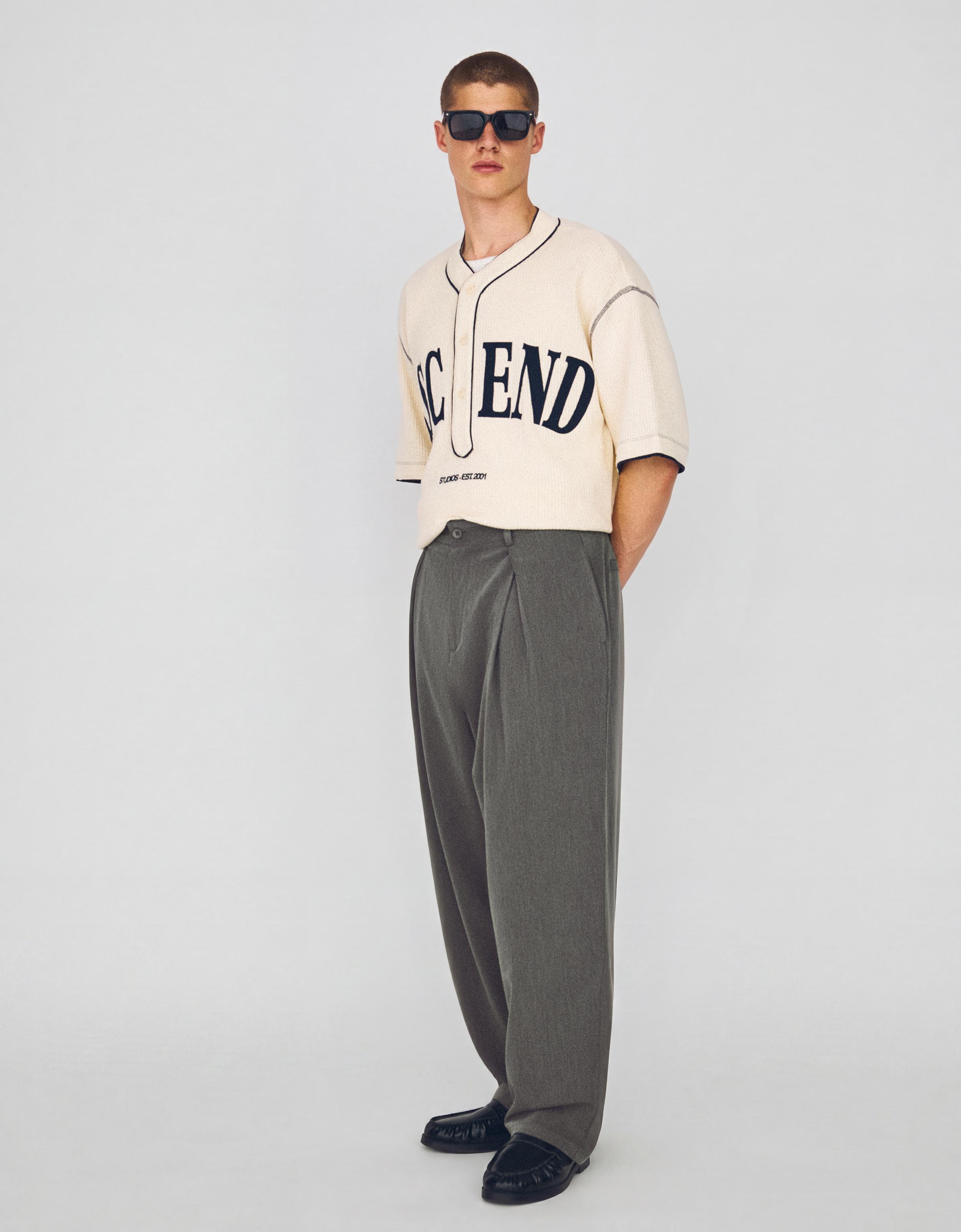 Pleated baggy trousers — Grey