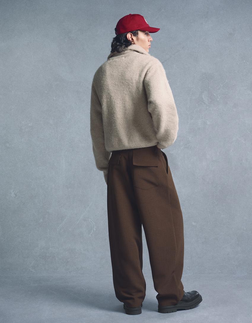 Pantalon super baggy tailoring-Marron