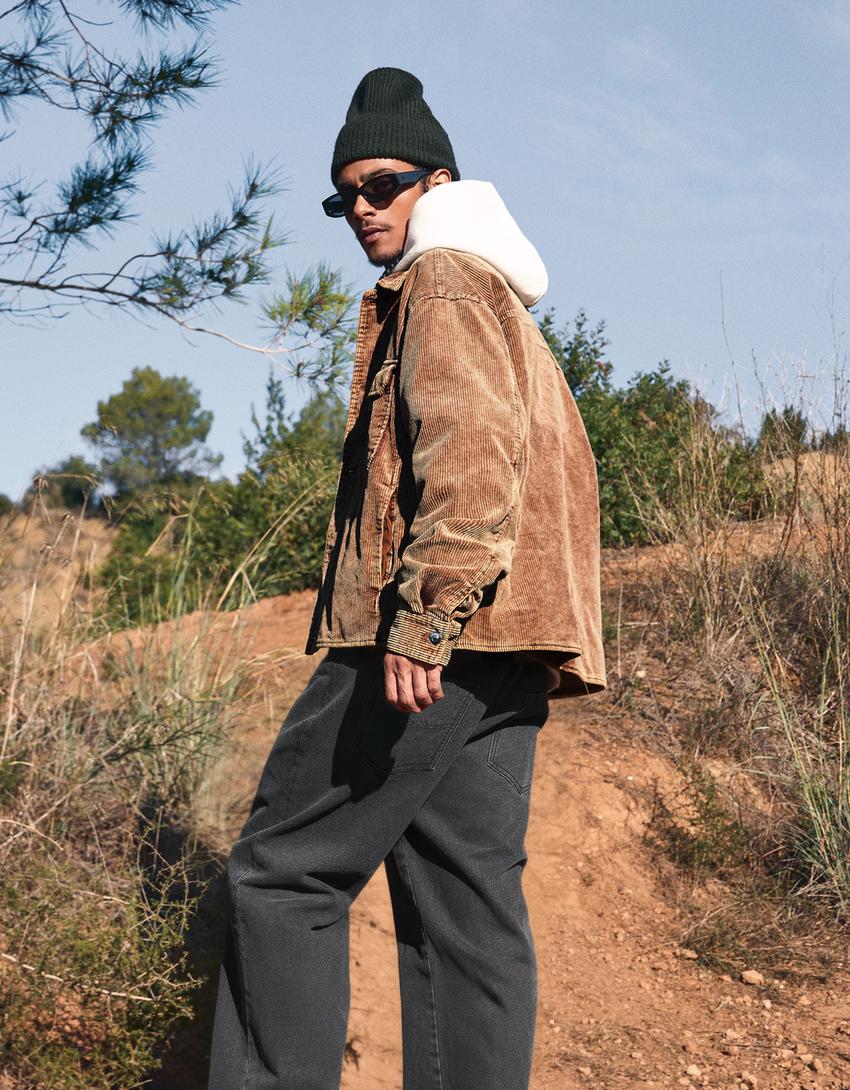 Boxy fit corduroy jacket-Camel