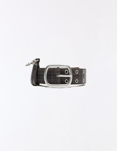 Studded check belt — Brown 4