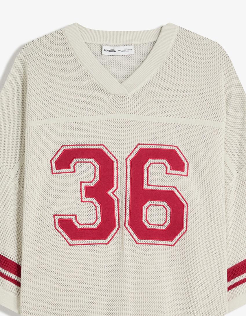 T-shirt manches courtes sport mesh-Blanc cassé