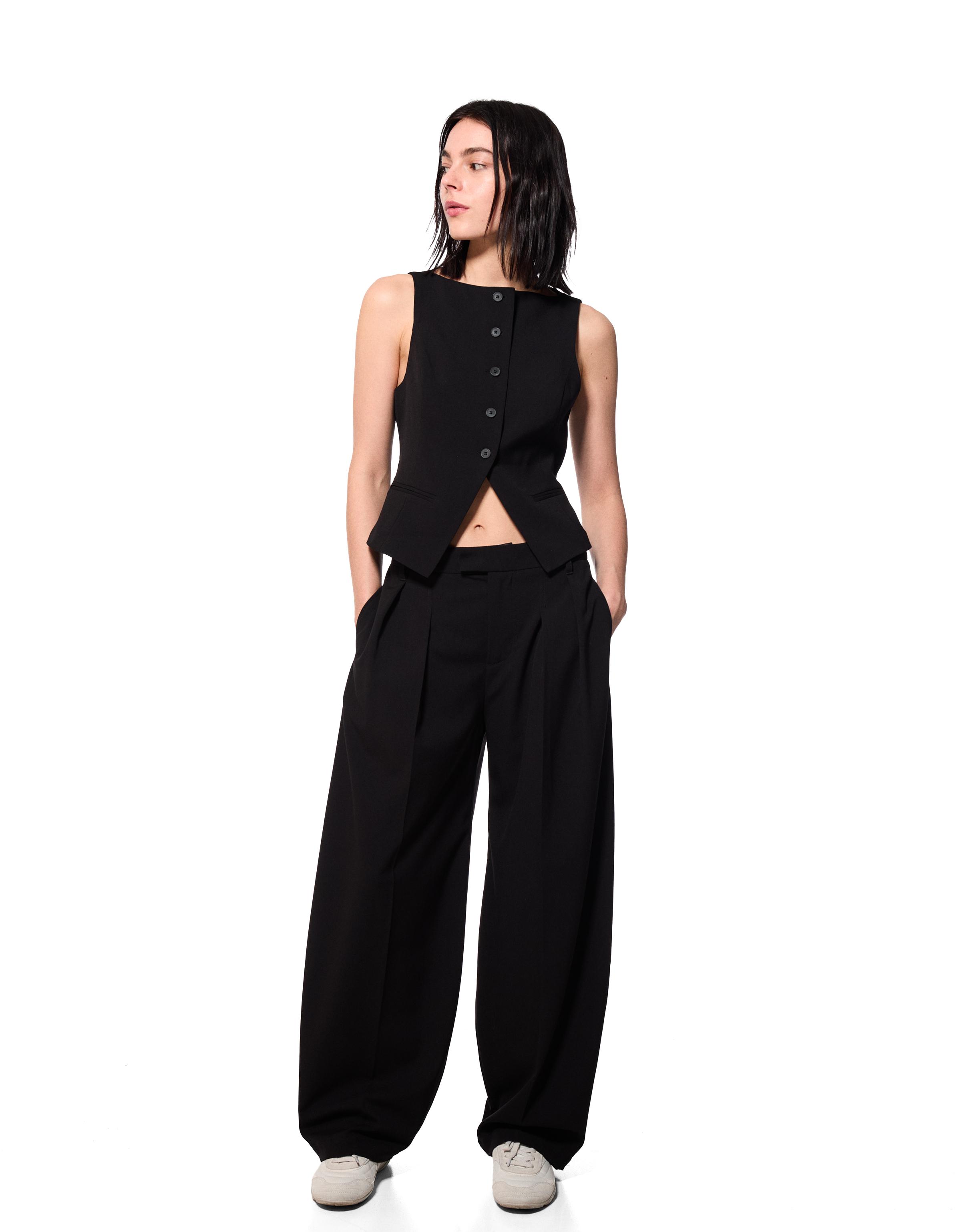 Bershka Tailoring-Hose Im Balloon-Fit Damen 42 Schwarz