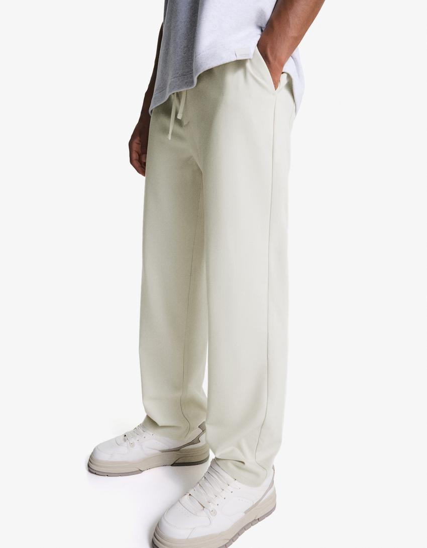Recht model nette joggingbroek-Ecru-2