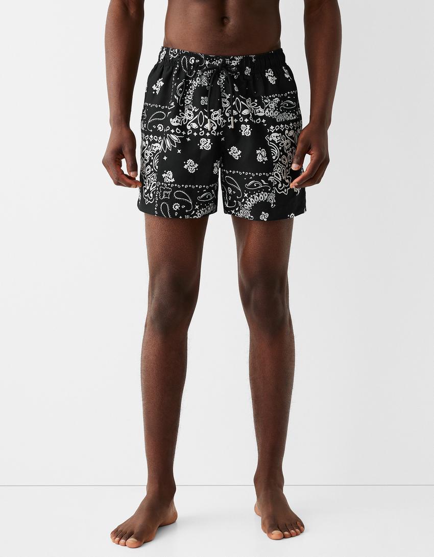 Printed swimming trunks-Black-3