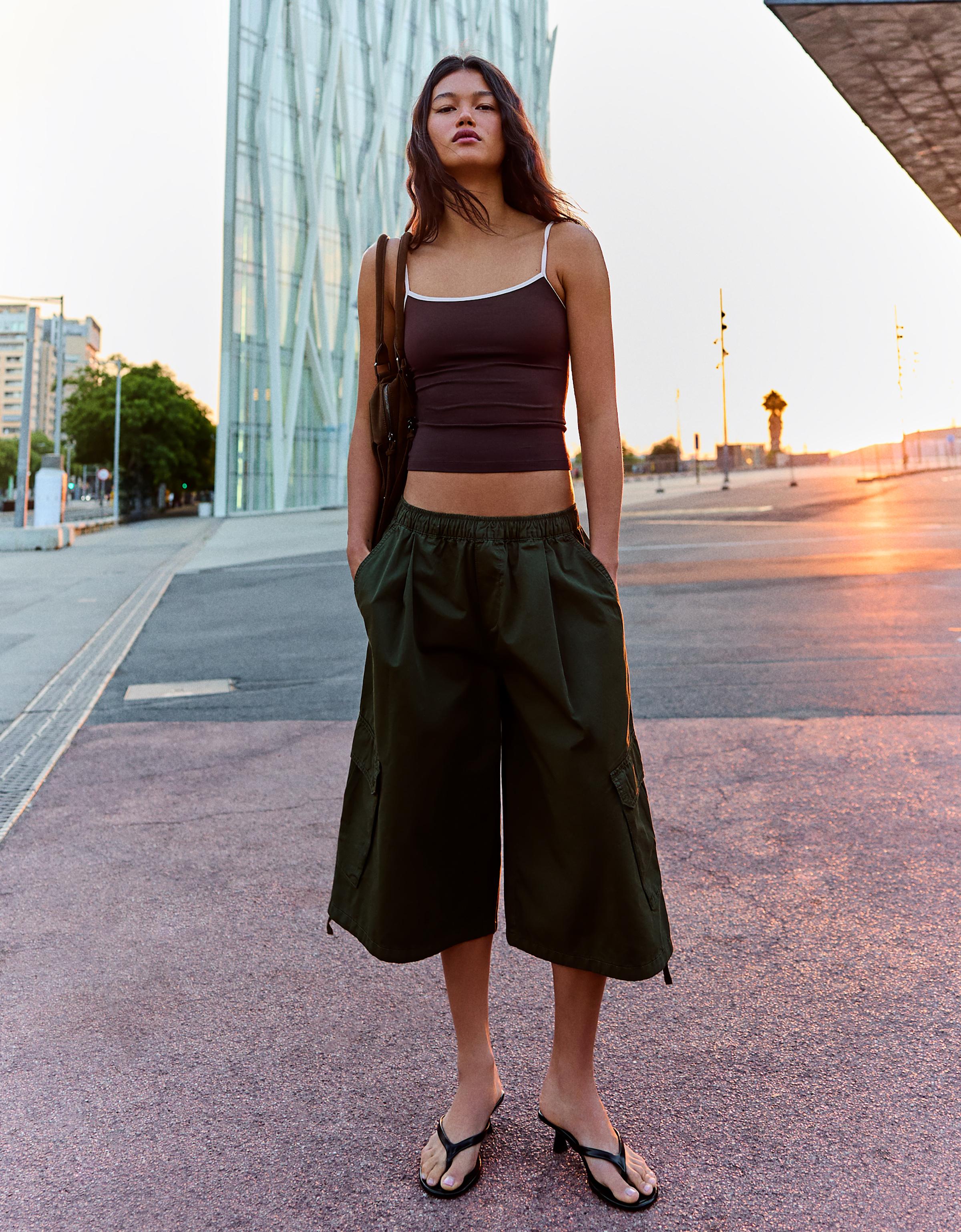 Contrast strappy top — Violet