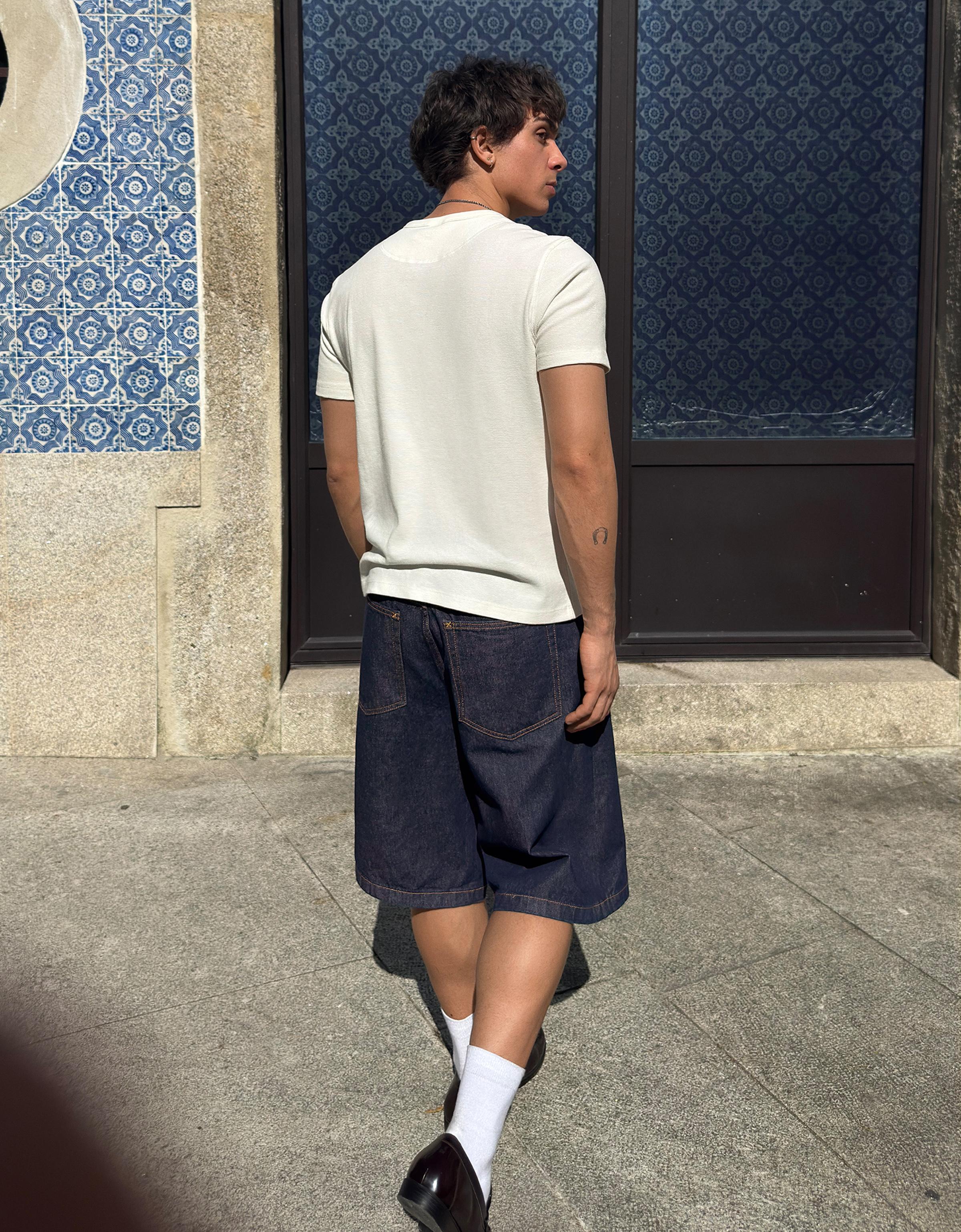 Baggy fit denim bermuda - Görsel 67