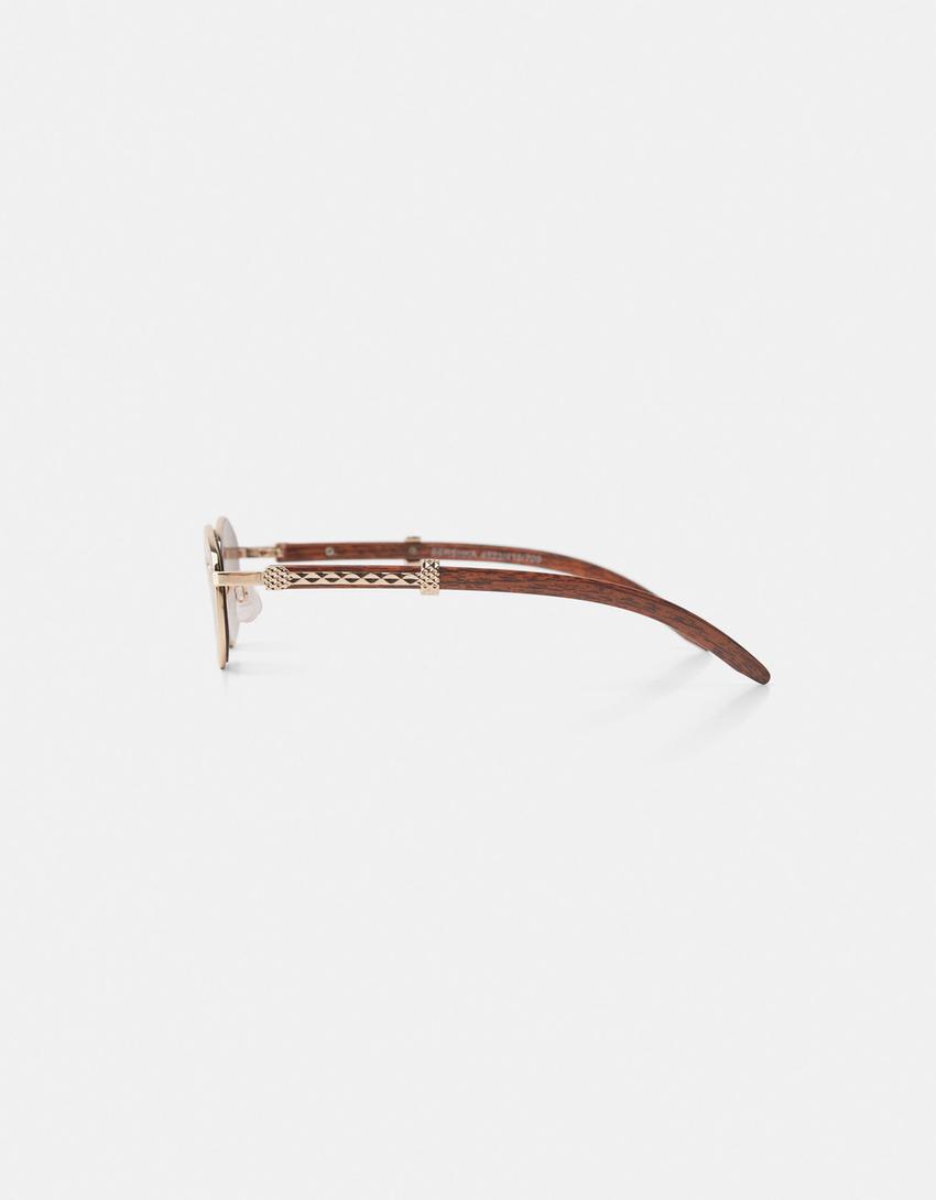 Lunettes de soleil en métal-Marron-1