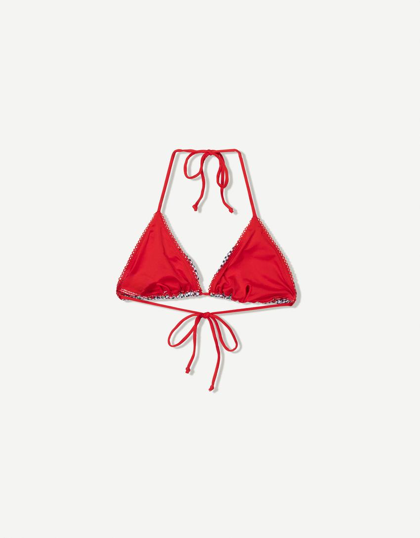 Cherry gingham bikini top-Black-5