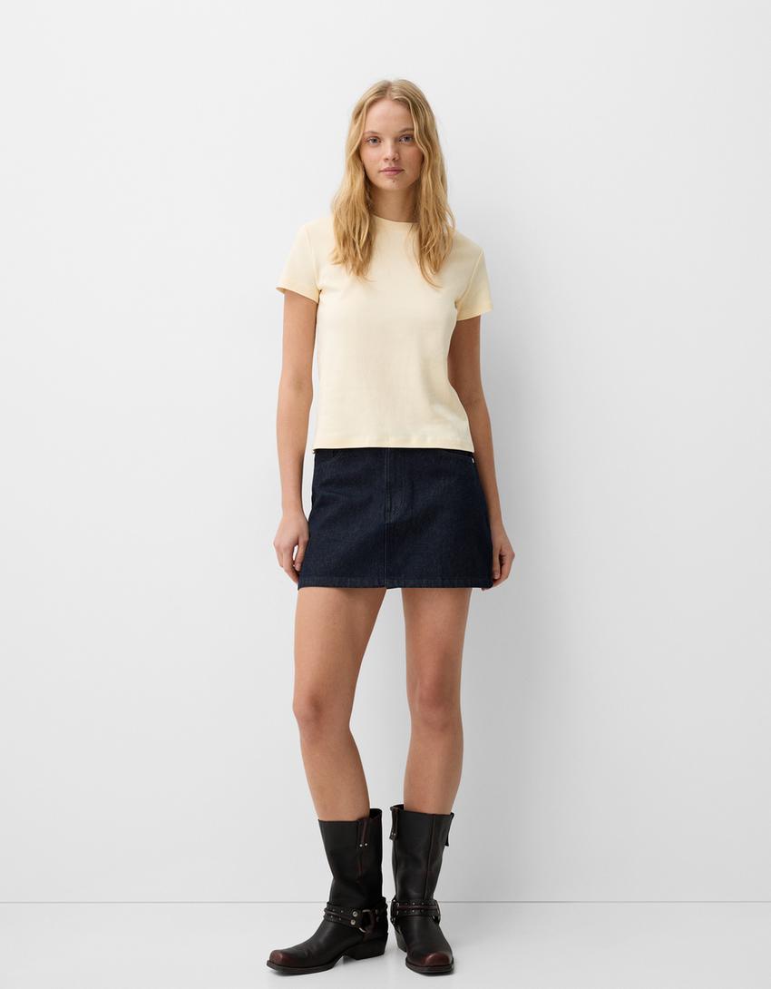 Camiseta manga corta heavy cotton-Beige