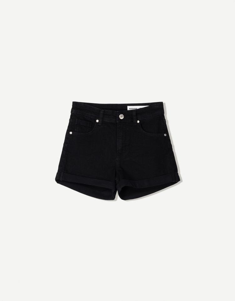 Kıvrık denim şort