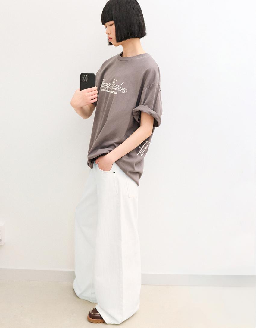 Pantaloni wide leg-Avorio-2