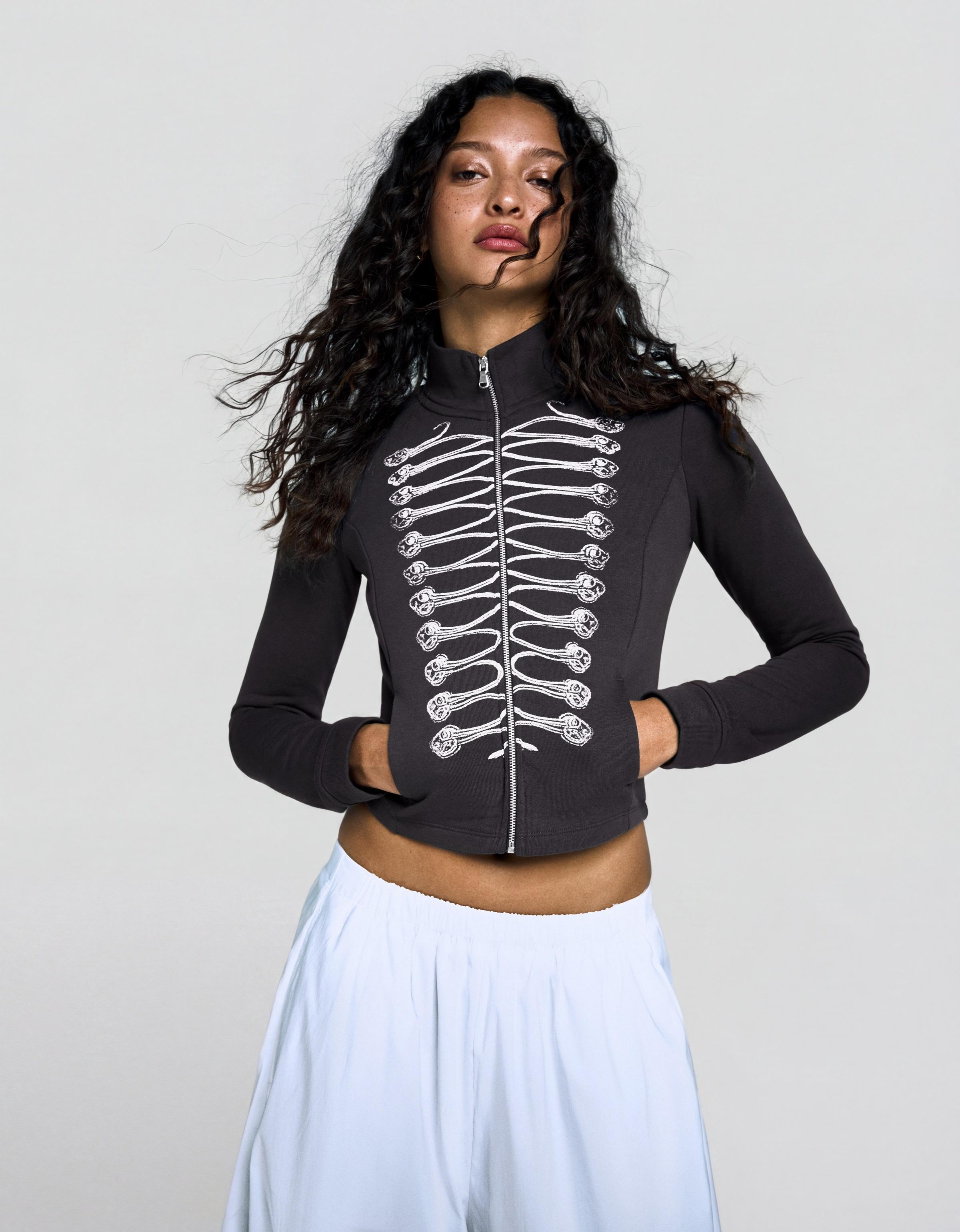 Dar kesim grafik desenli ceket - Görsel 27