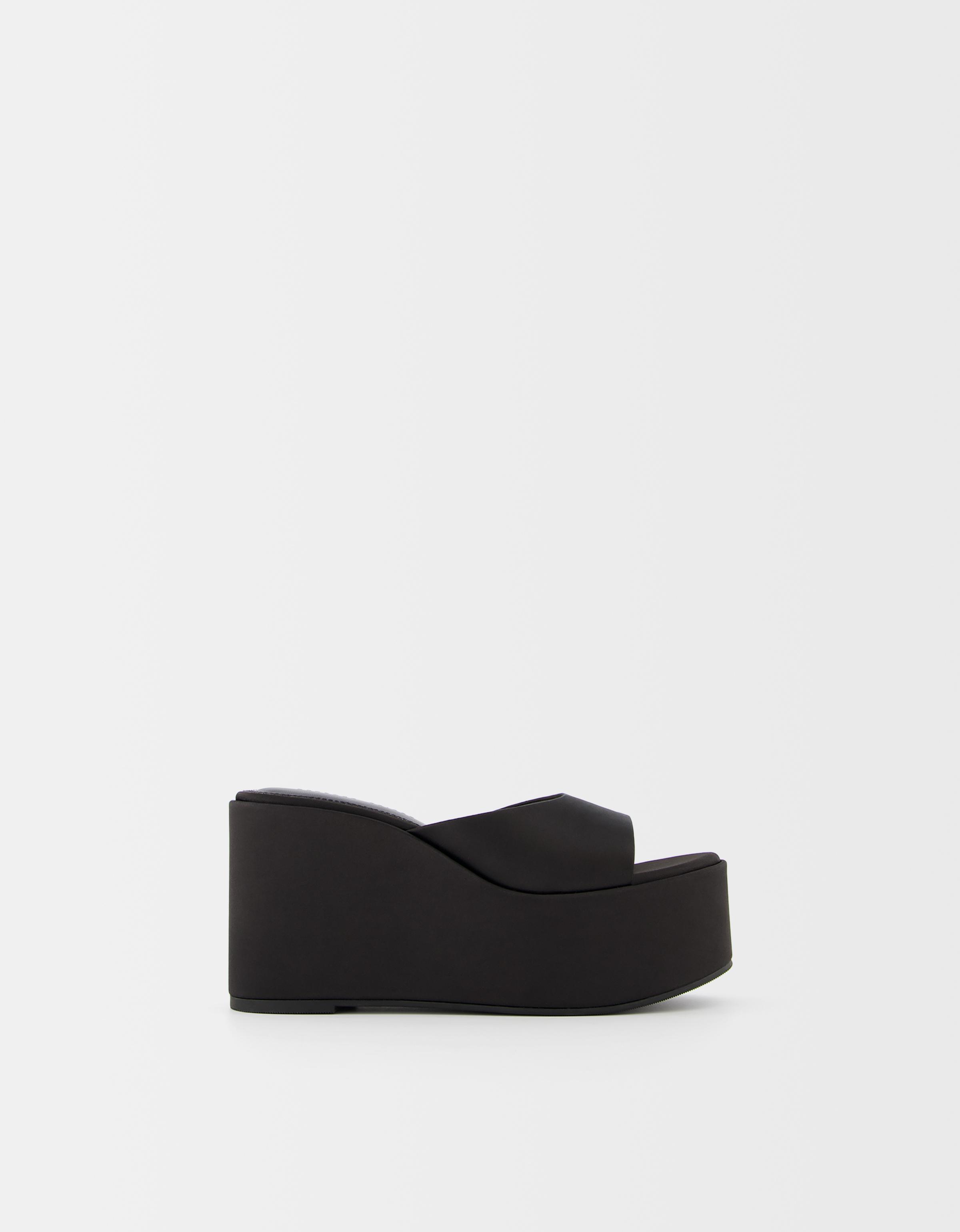 Bershka Sandalen-Pantolette Mit Plateau Damen 40 Schwarz