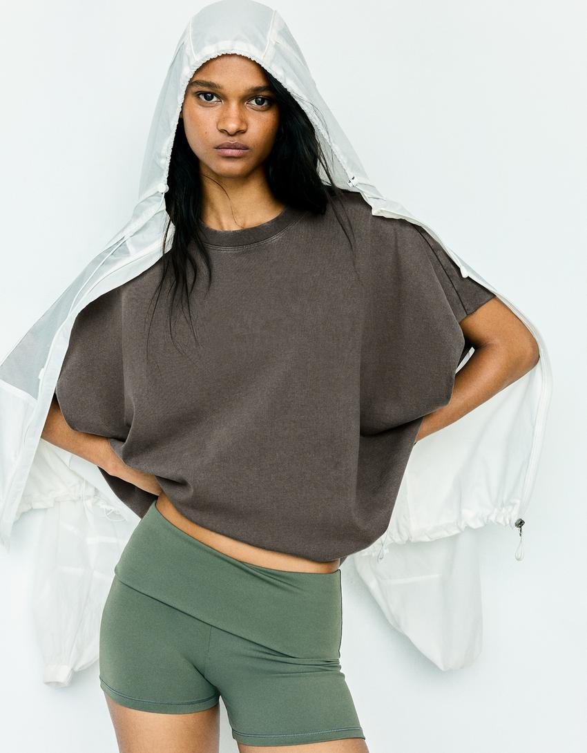 T-shirt worker oversize imprimé-Gris