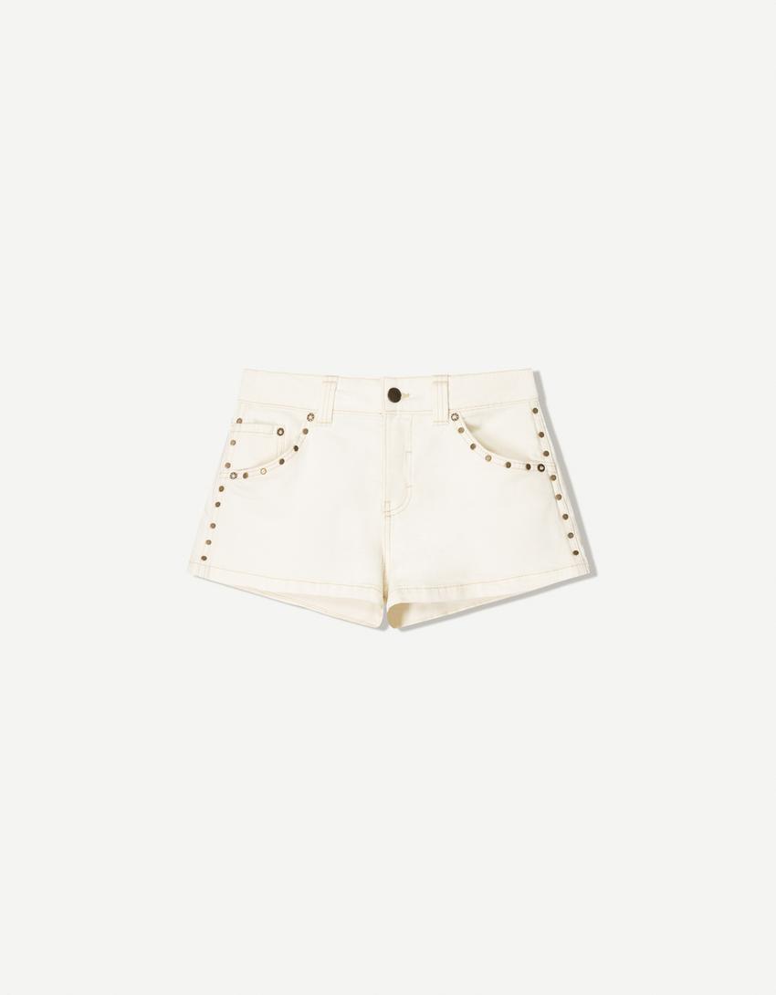 Voluminøse shorts med nitter-Off-white