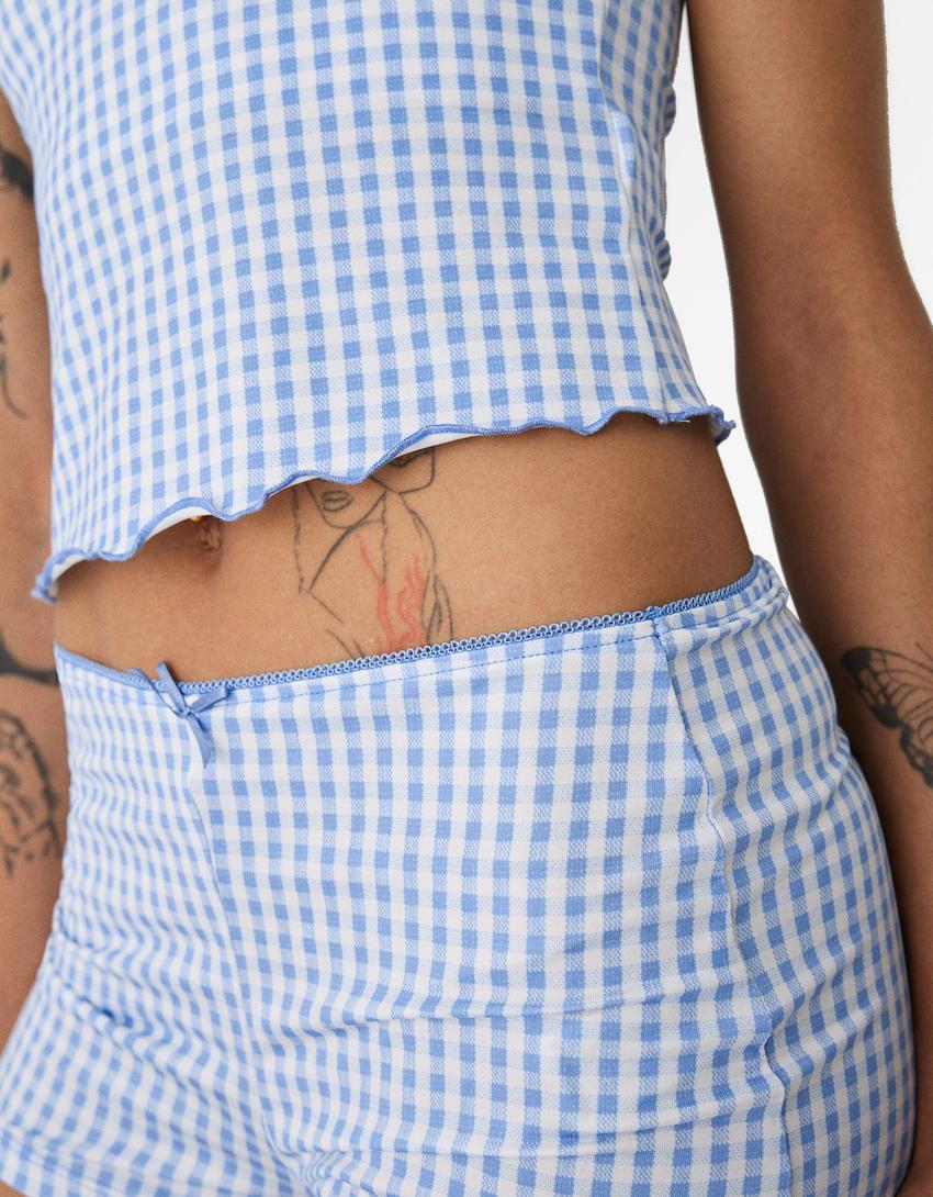 Printed top and shorts set-Light blue