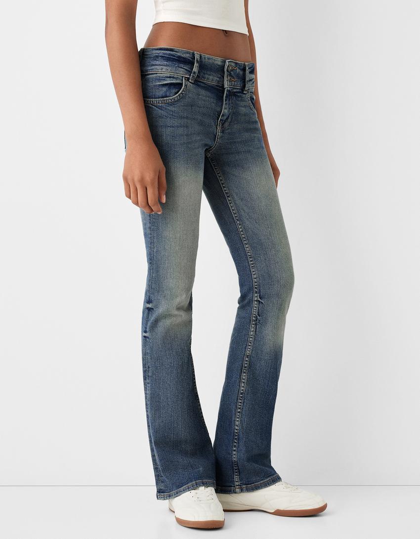 Low waist boot-cut jeans-Washed out blue-1