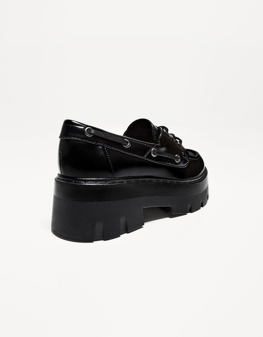 Chaussures bateau semelle chunky-Noir-3