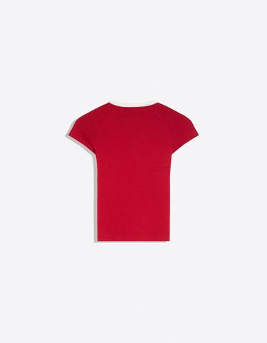 Short sleeve contrast print T-shirt — Red 6
