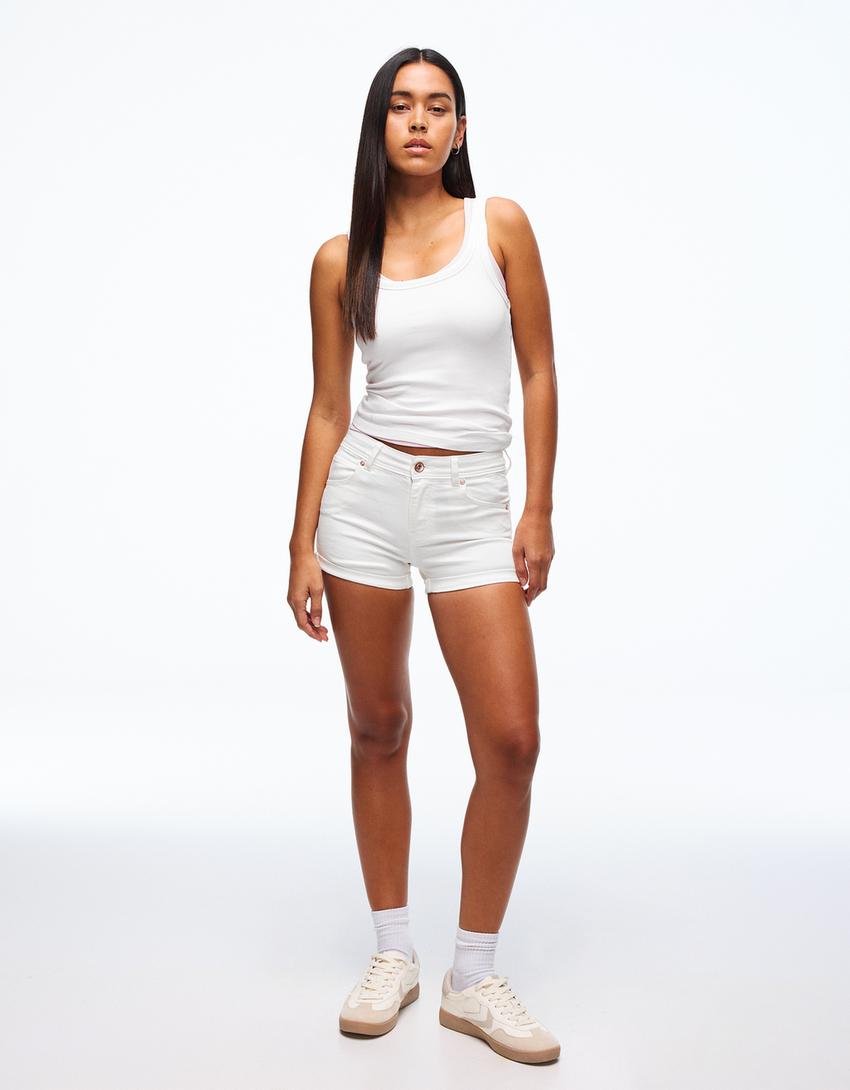 Short denim roll up-Blanco