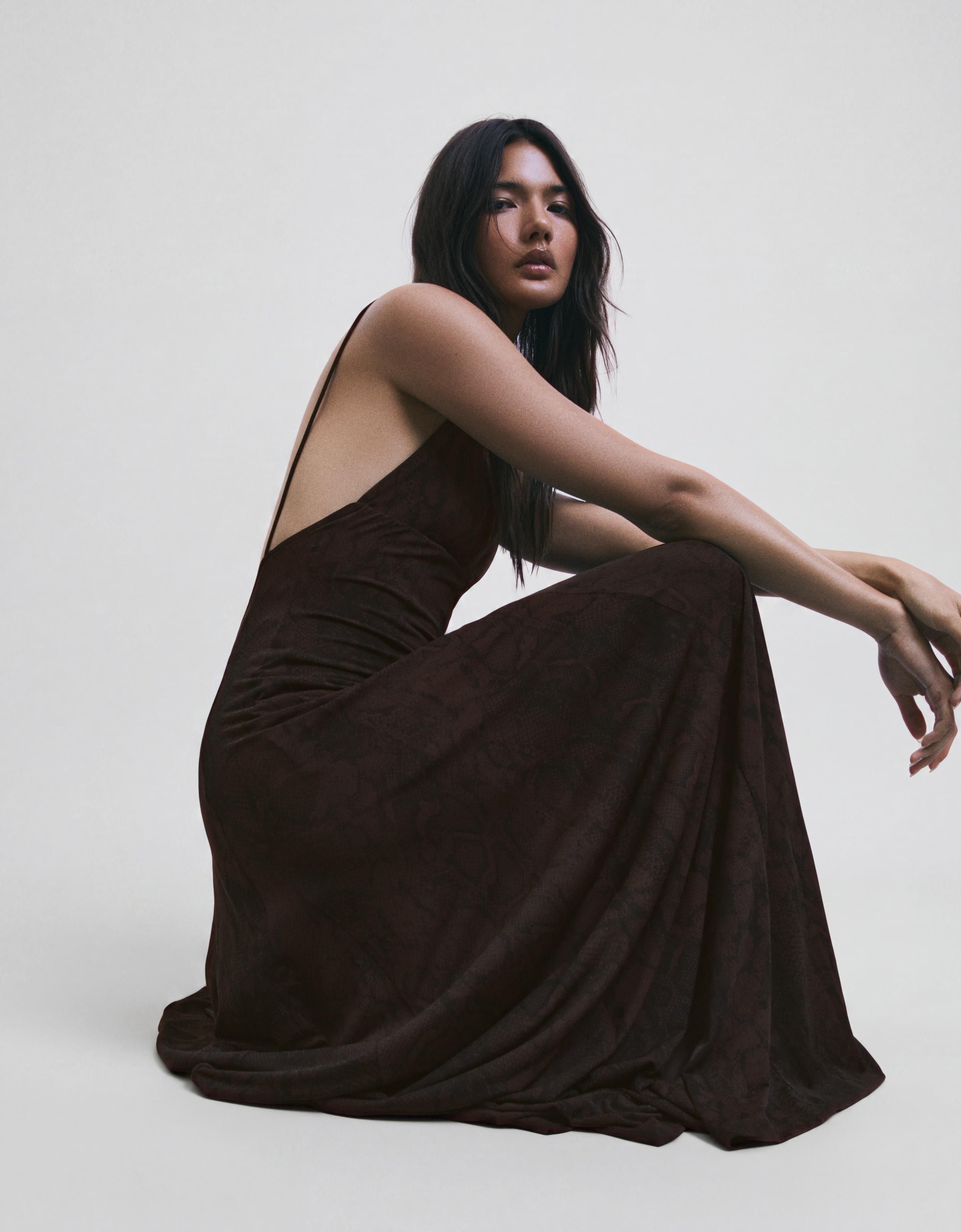 Long strappy dress — Brown