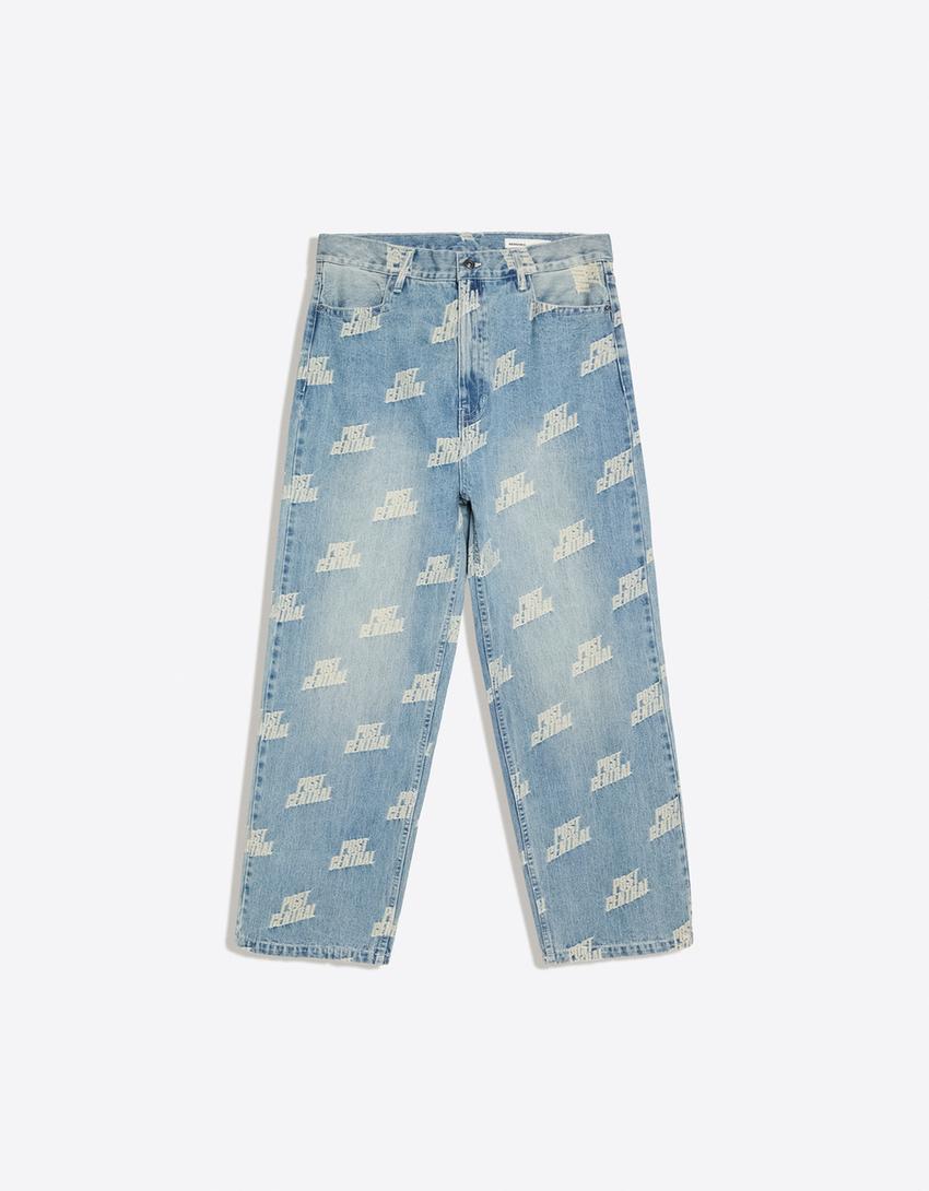 Jacquard jeans-Light blue