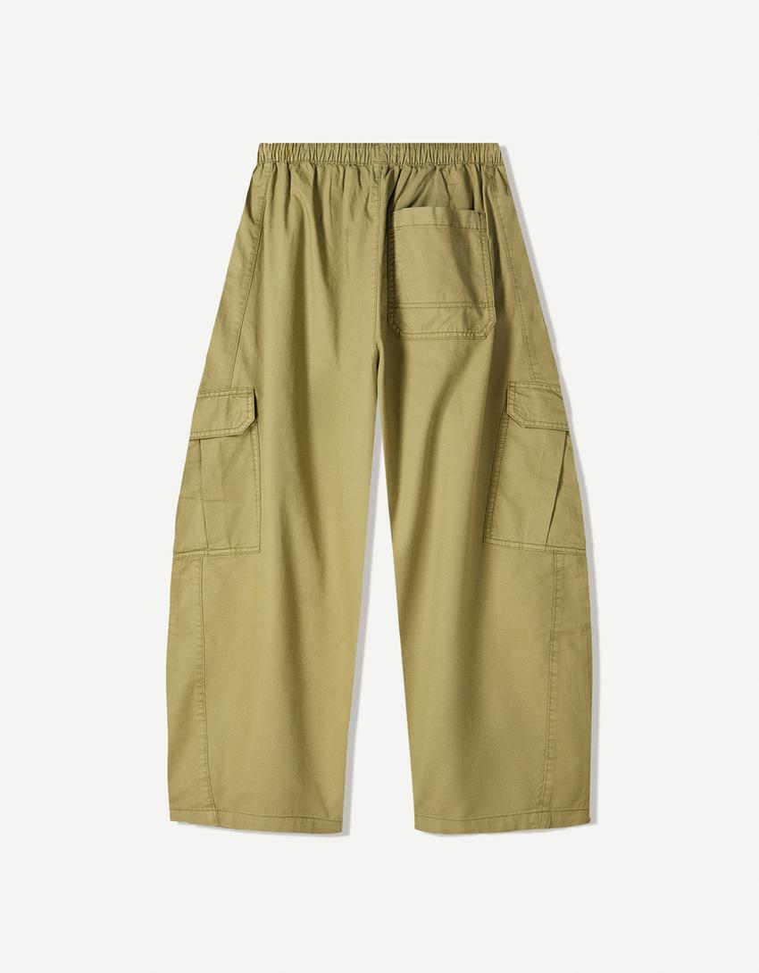 Pamučne kargo pantalone-Kaki-4
