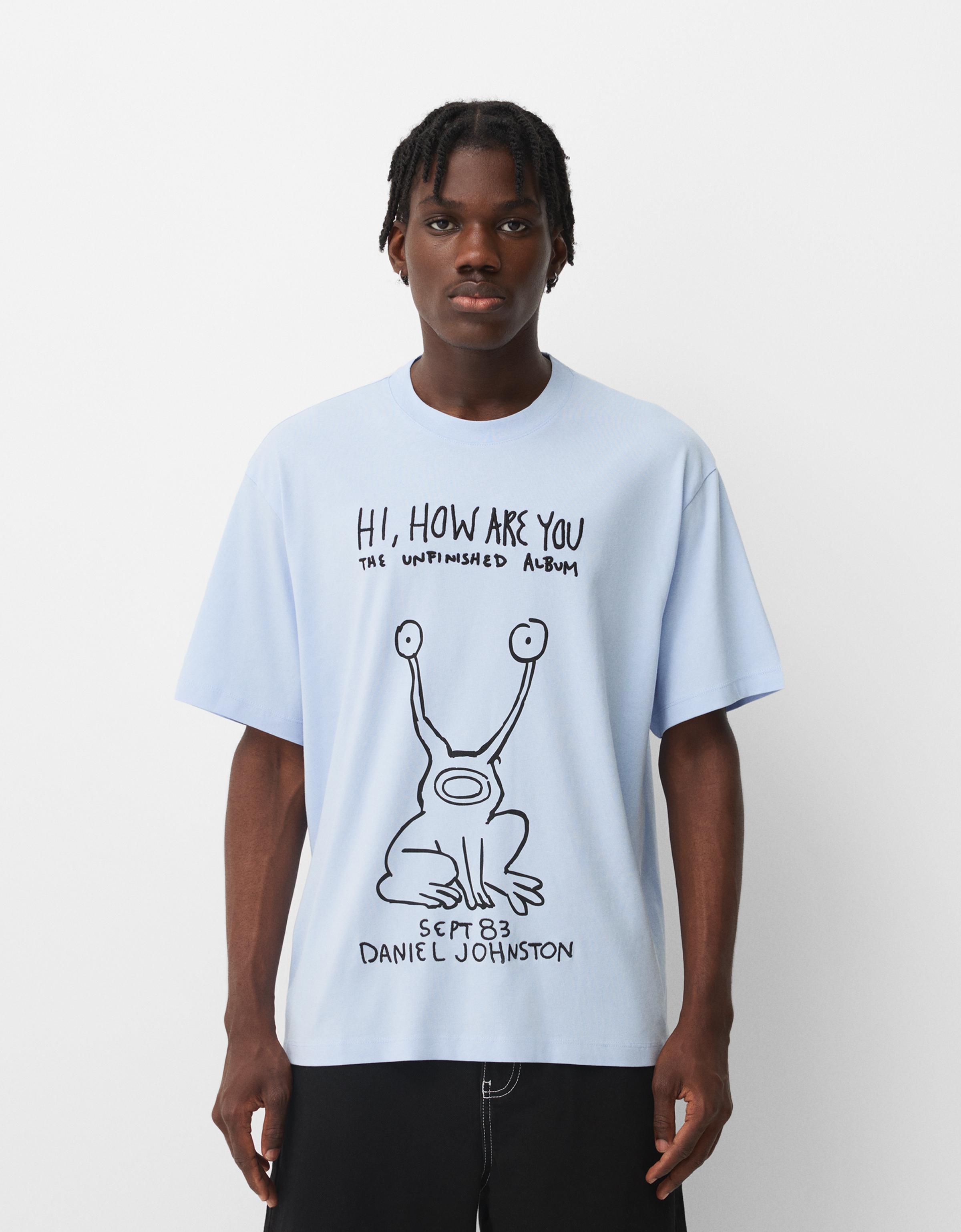 Bershka T-Shirt Daniel Johnston Mit Kurzen Ärmeln Und Print Herren S Hellblau